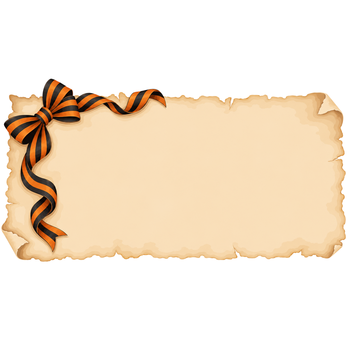 Halloween parchment banner with striped bow
