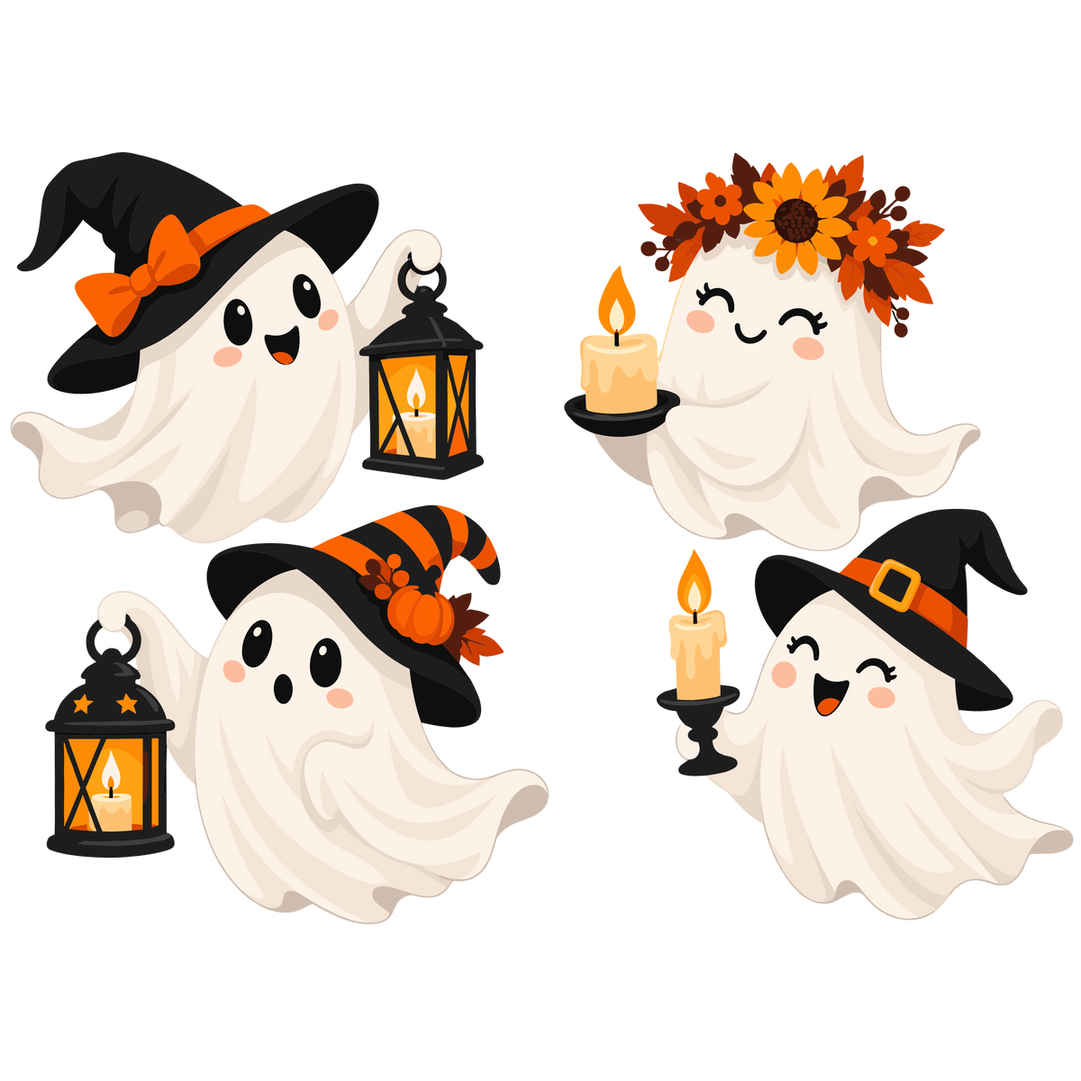 Halloween ghost clipart set of 4