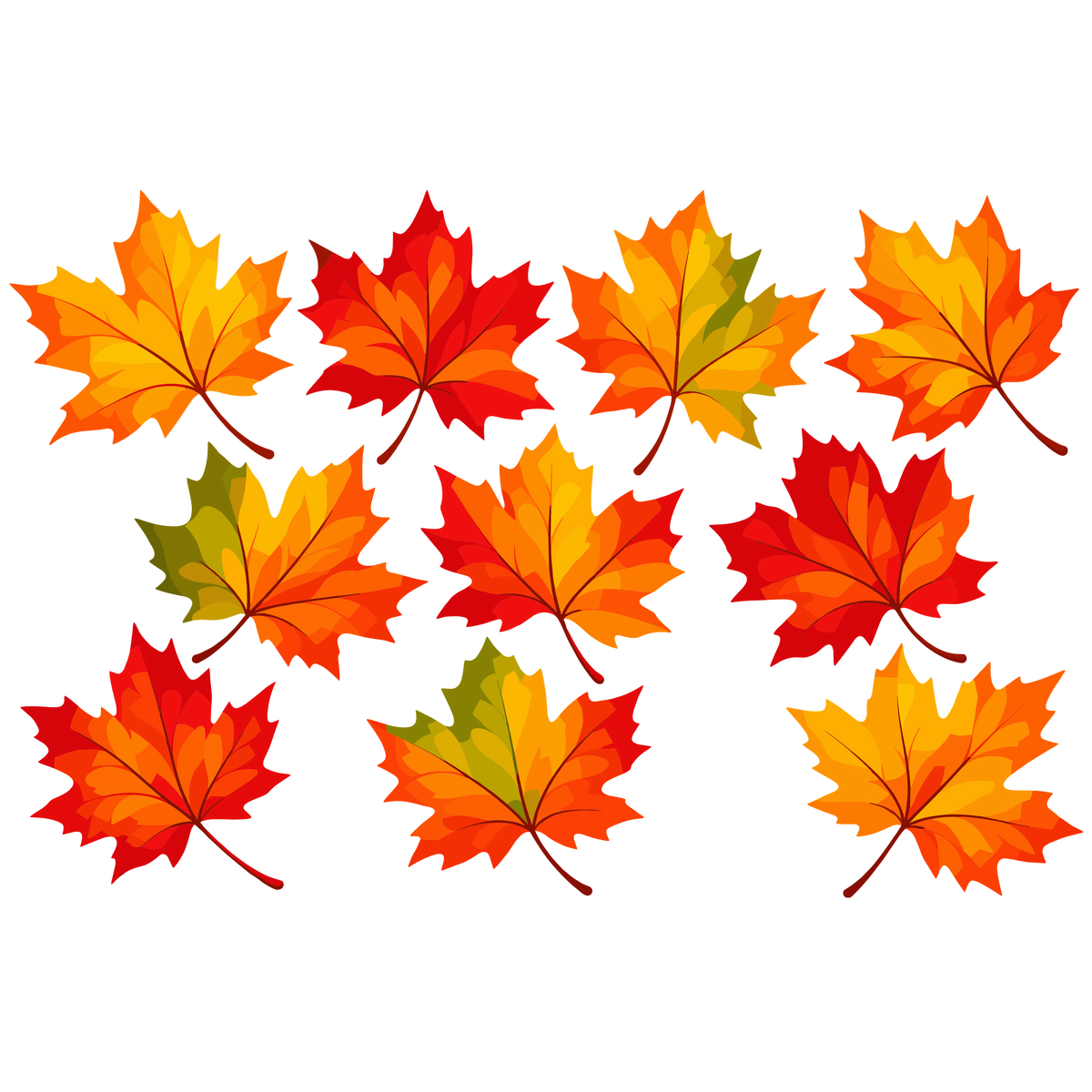 Autumn maple leaf clipart collection with colorful fall maple leaves