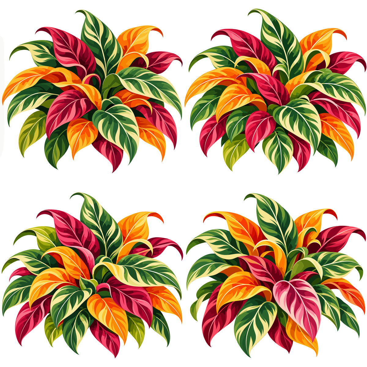 Colorful autumn tropical foliage clipart collection for seasonal designs