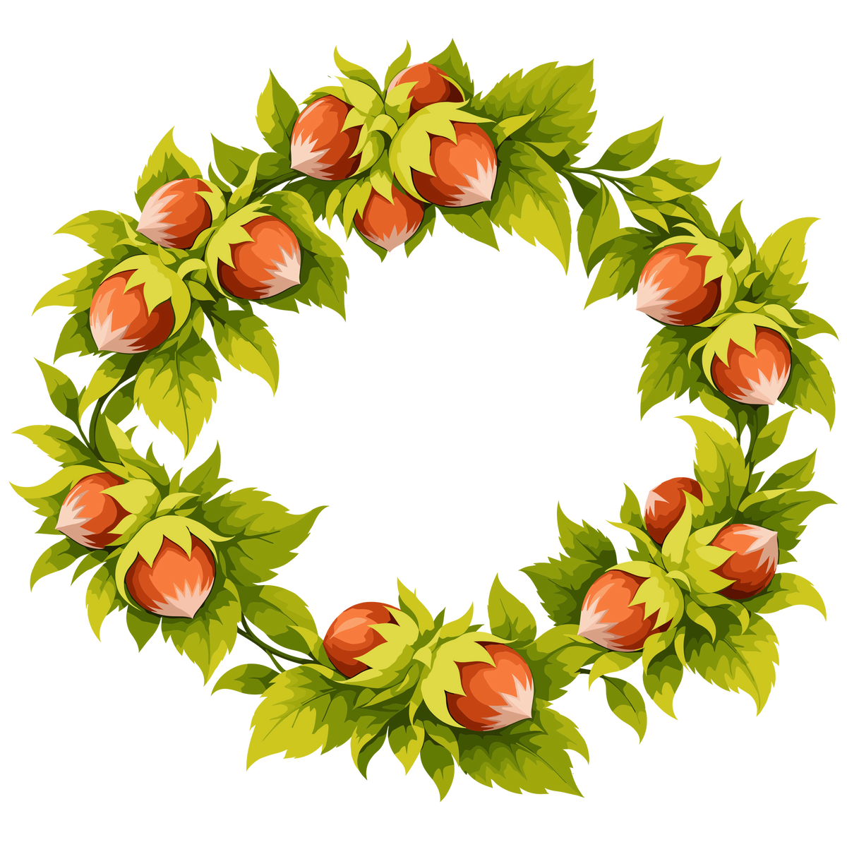 Hazelnut wreath with autumn leaves