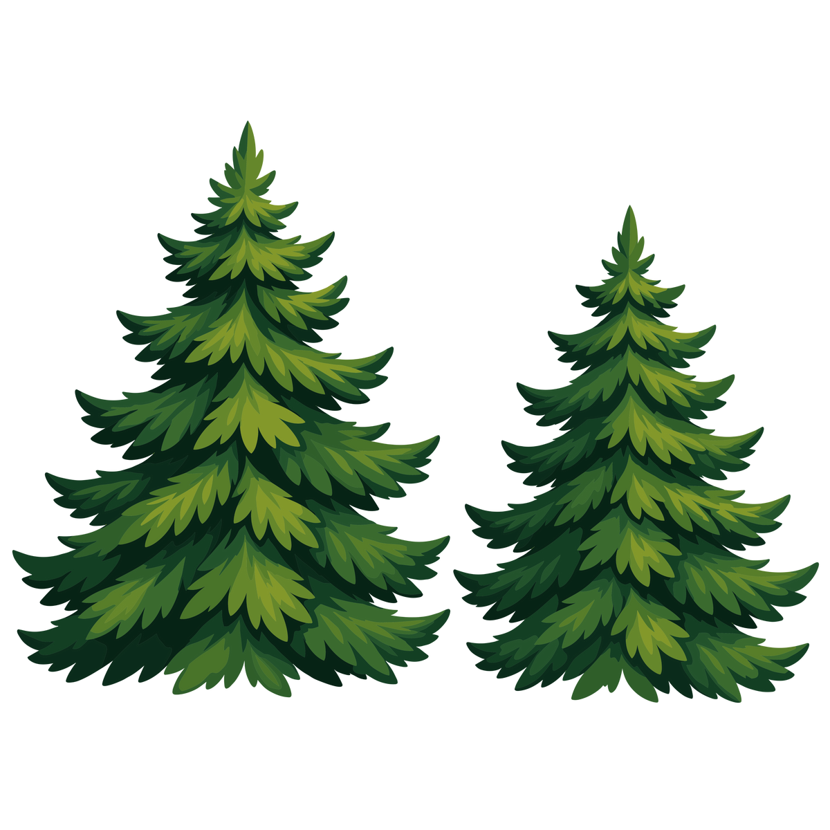 Pine tree clipart set evergreen forest christmas