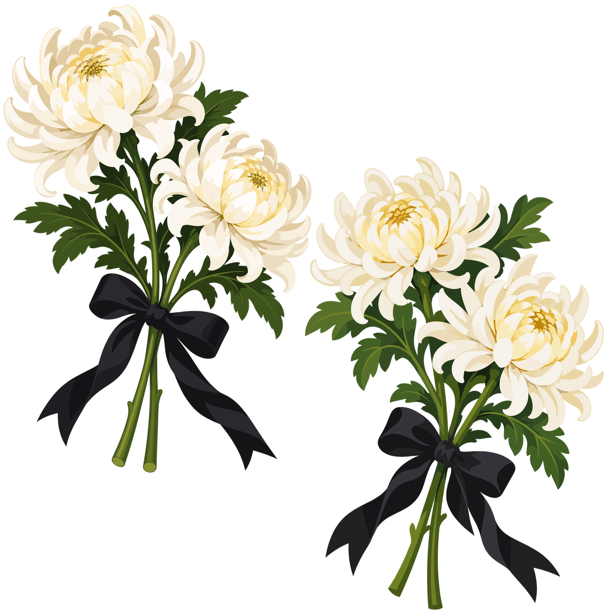 White chrysanthemum bouquet clipart memorial sympathy funeral flower