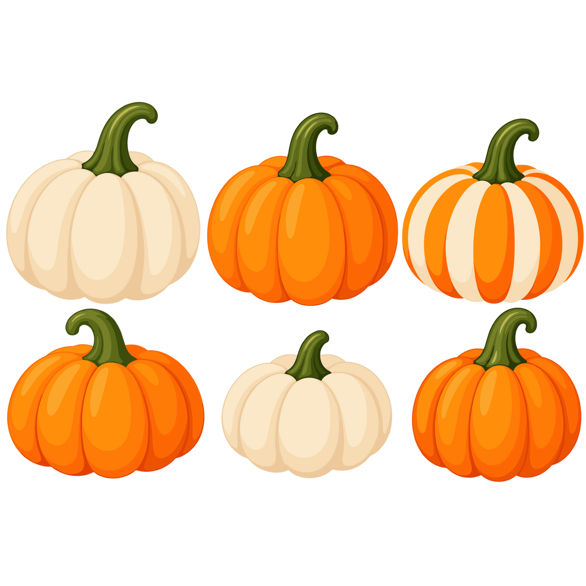 Autumn pumpkin clipart set of 6
