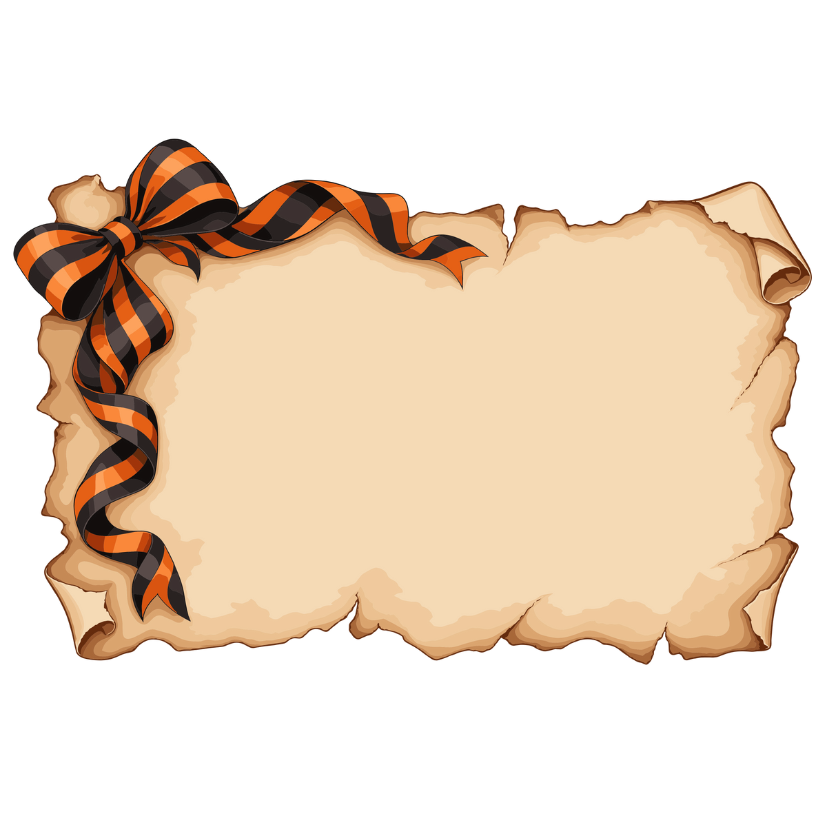 Antique Halloween Parchment Banner with Striped Ribbon