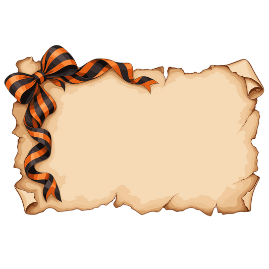 Antique Halloween Parchment Banner with Striped Ribbon
