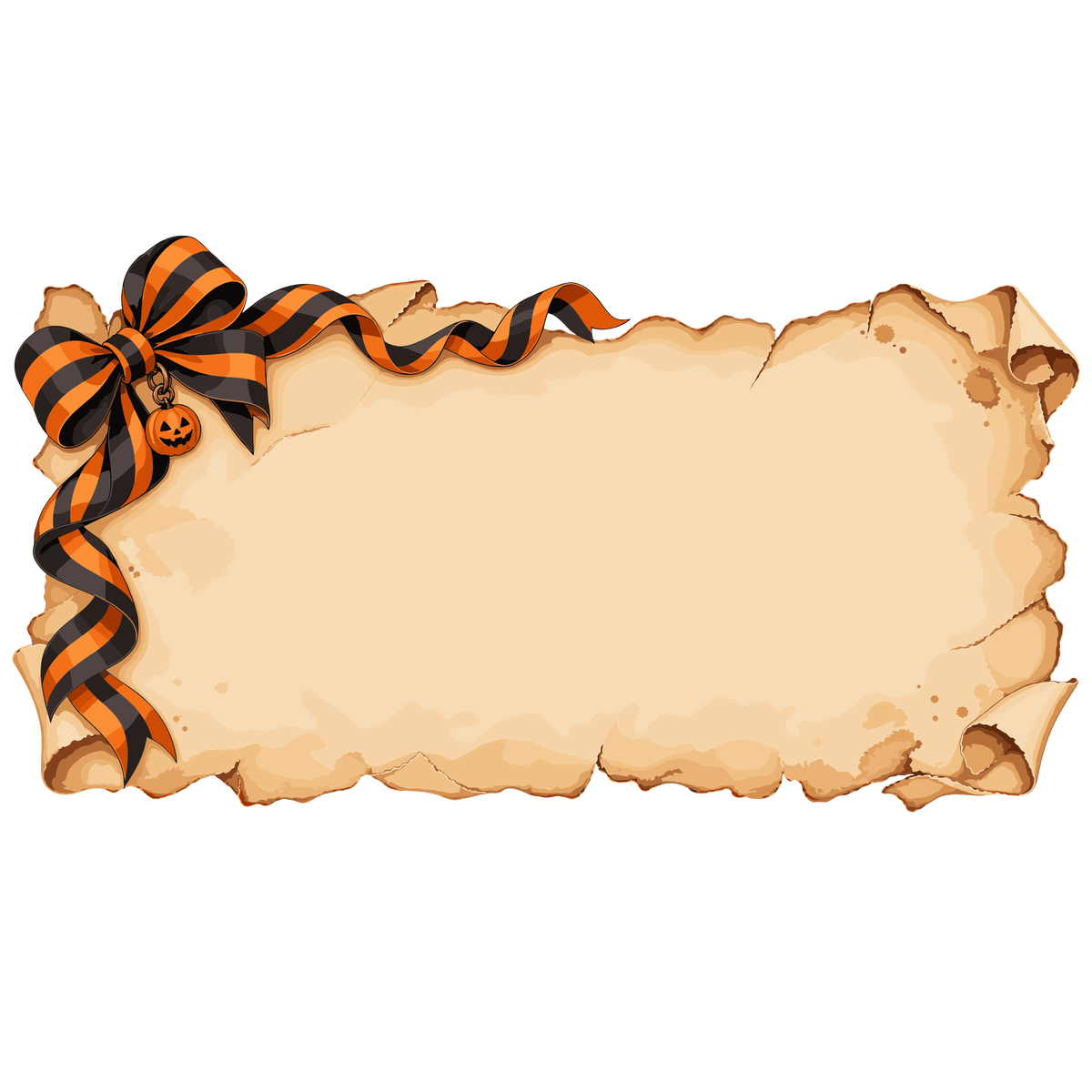 Haunted Halloween parchment banner with bow