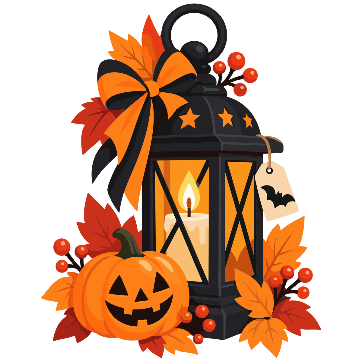 Halloween lantern pumpkin clipart set of 2