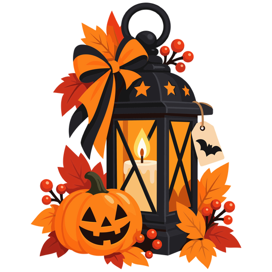 Halloween lantern pumpkin clipart set of 2