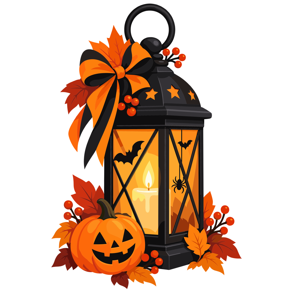 Halloween lantern pumpkin clipart set of 2