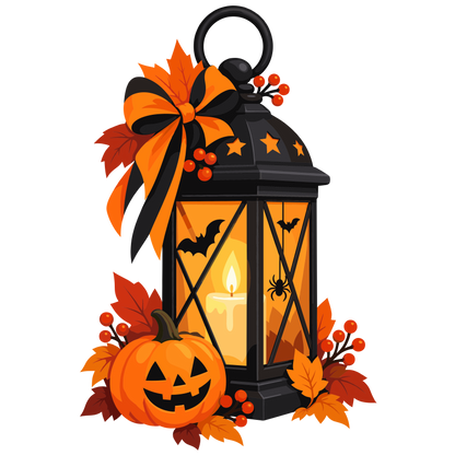Halloween lantern pumpkin clipart set of 2