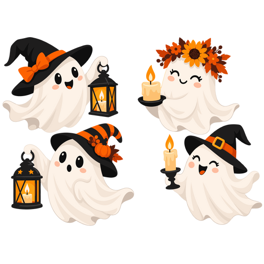 Halloween ghost clipart set of 4