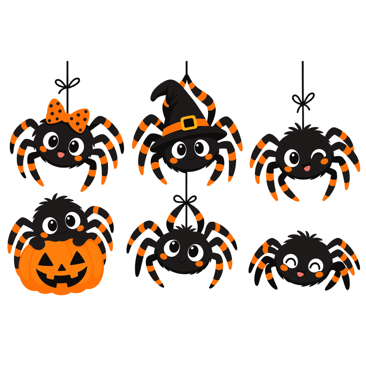 Halloween spider clipart set of 6