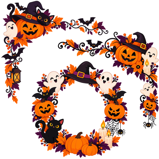 Halloween pumpkin corner clipart set of 3