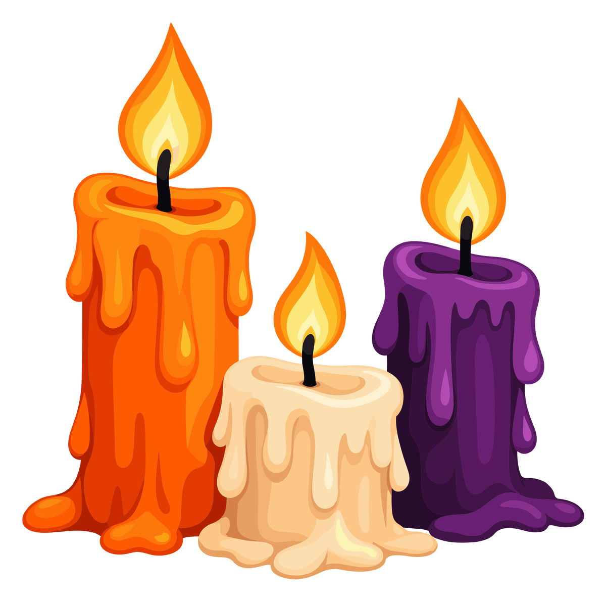 Halloween candles and pumpkin clipart set of 4