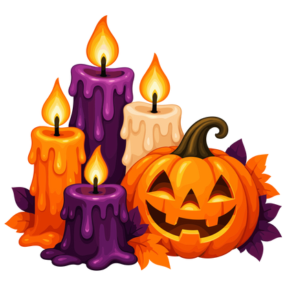 Halloween candles and pumpkin clipart set of 4