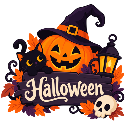 Halloween pumpkin cat decorative design