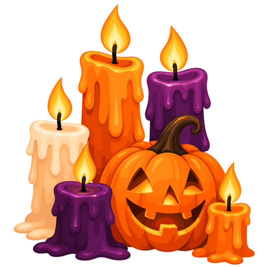 Halloween candles and pumpkin clipart set of 4