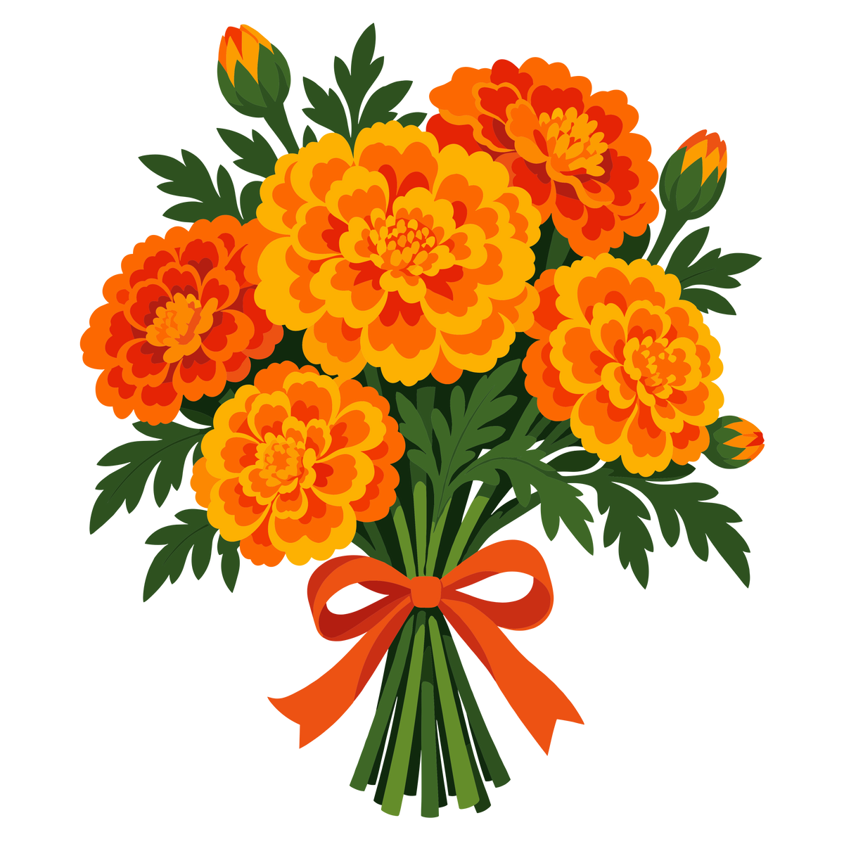 Día de Muertos Marigold Bouquet Floral Clipart