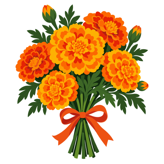 Día de Muertos Marigold Bouquet Floral Clipart
