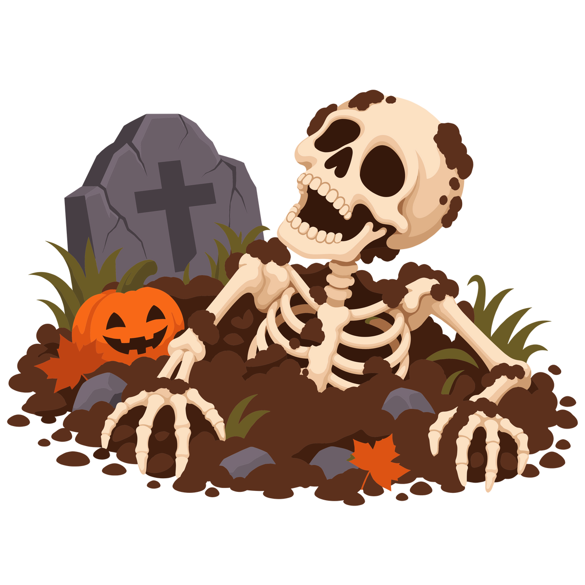 Halloween skeleton pumpkin graveyard design set of 3