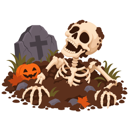 Halloween skeleton pumpkin graveyard design set of 3