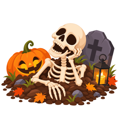 Halloween skeleton pumpkin graveyard design set of 3