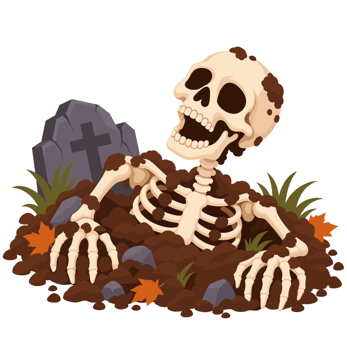 Halloween skeleton pumpkin graveyard design set of 3