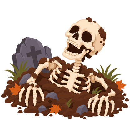 Halloween skeleton pumpkin graveyard design set of 3