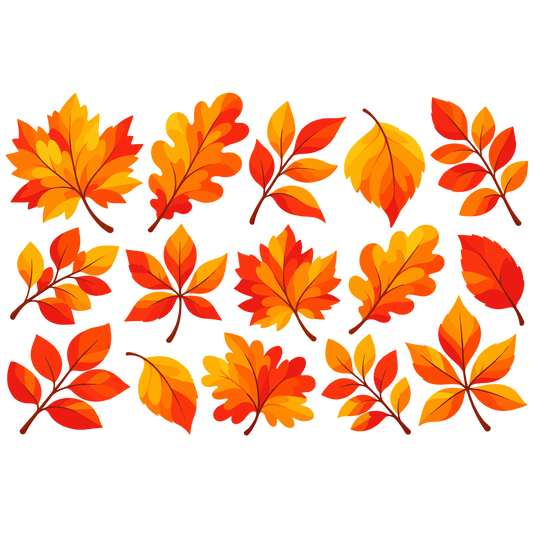 Autumn leaf clipart collection with colorful fall leaves and branches