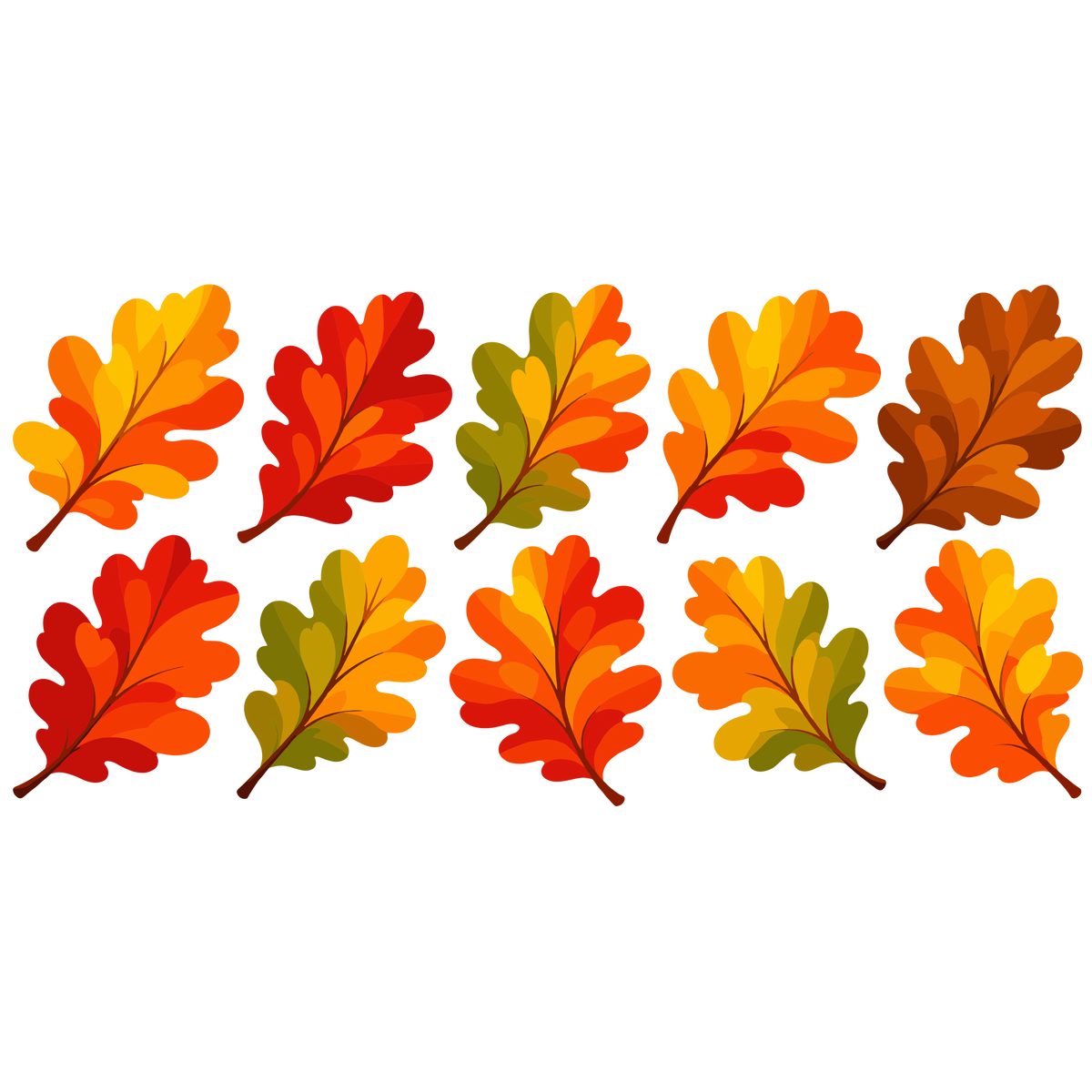 Autumn oak leaf clipart collection with colorful fall oak leaves