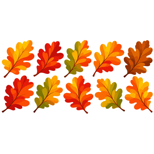 Autumn oak leaf clipart collection with colorful fall oak leaves