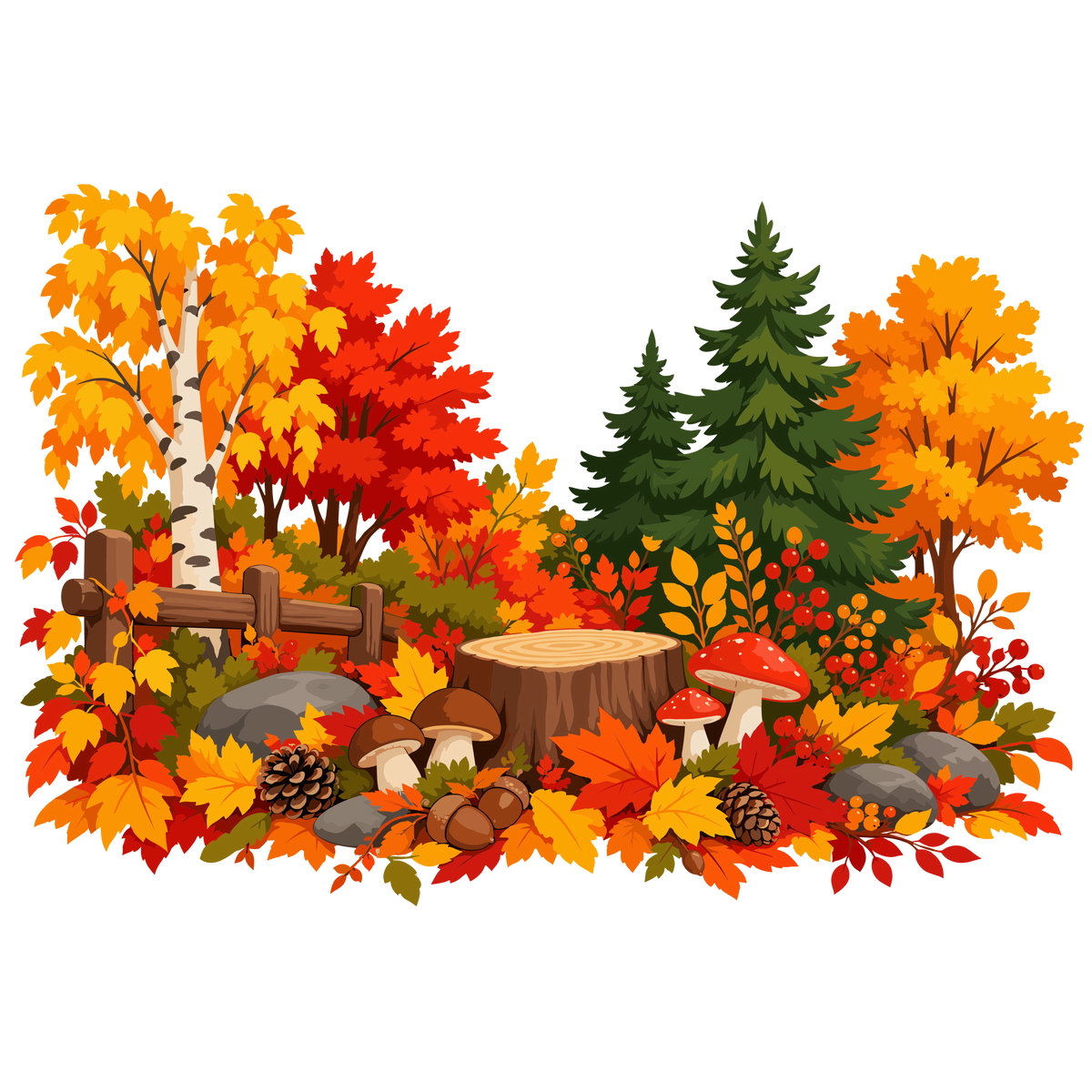 Autumn forest landscape clipart