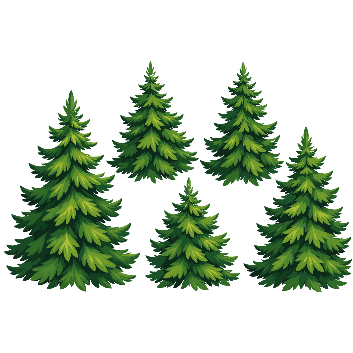 Evergreen pine tree clipart set christmas forest