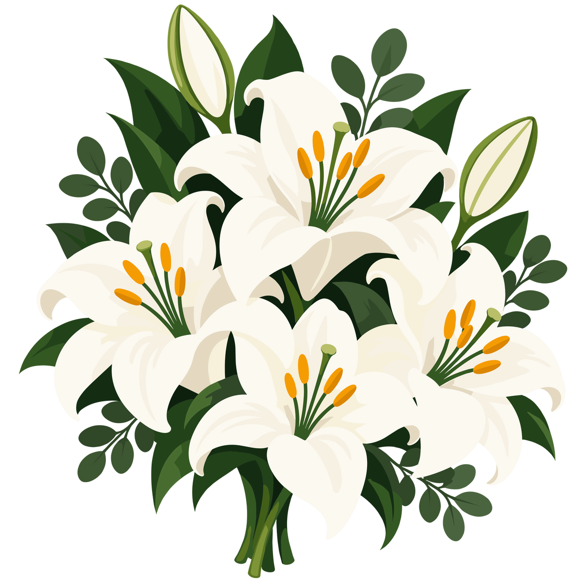 White lily bouquet for All Saints Day and remembrance