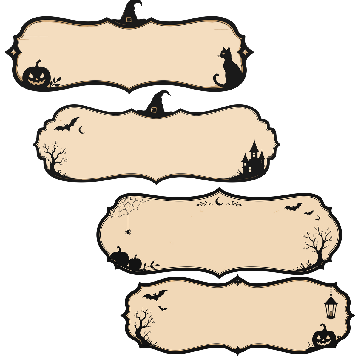 Vintage Halloween paper for text with spooky borders and decorations