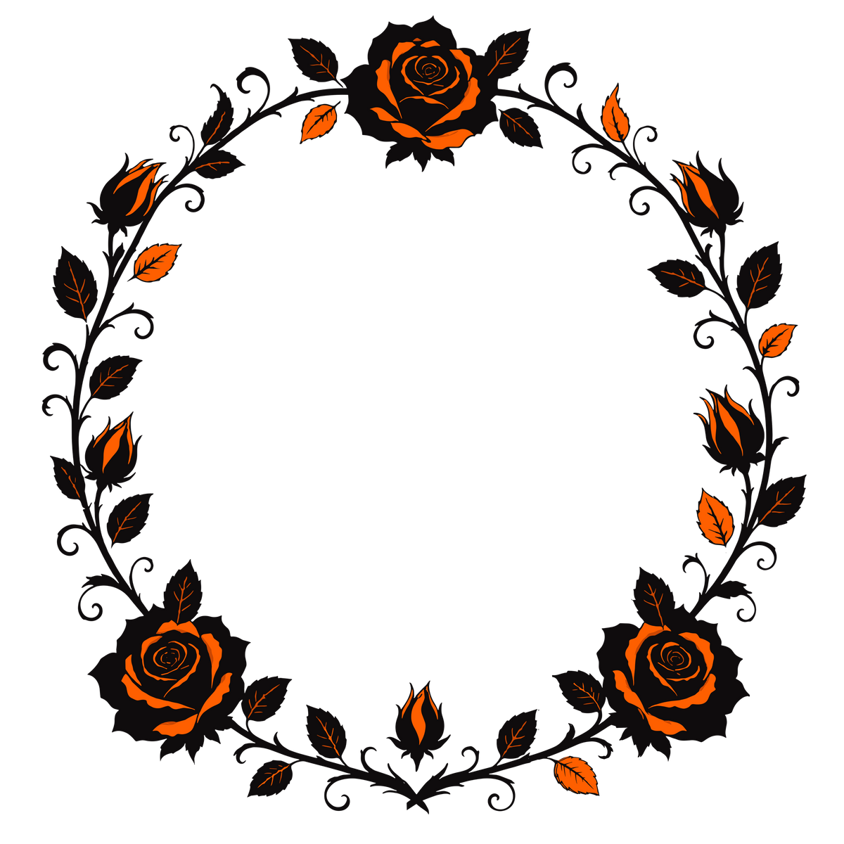 Black and orange Halloween rose frame