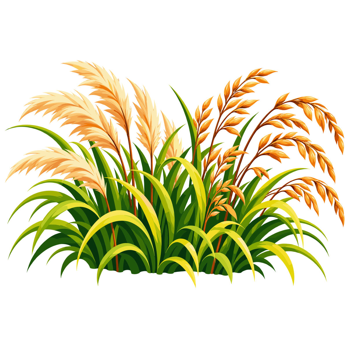 Autumn grass arrangement with pampas plumes and golden grain for harvest designs