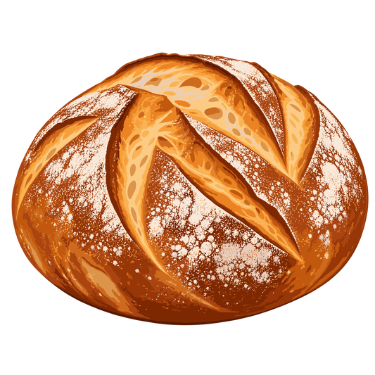 Rustic artisan bread loaf with golden crust and decorative scoring